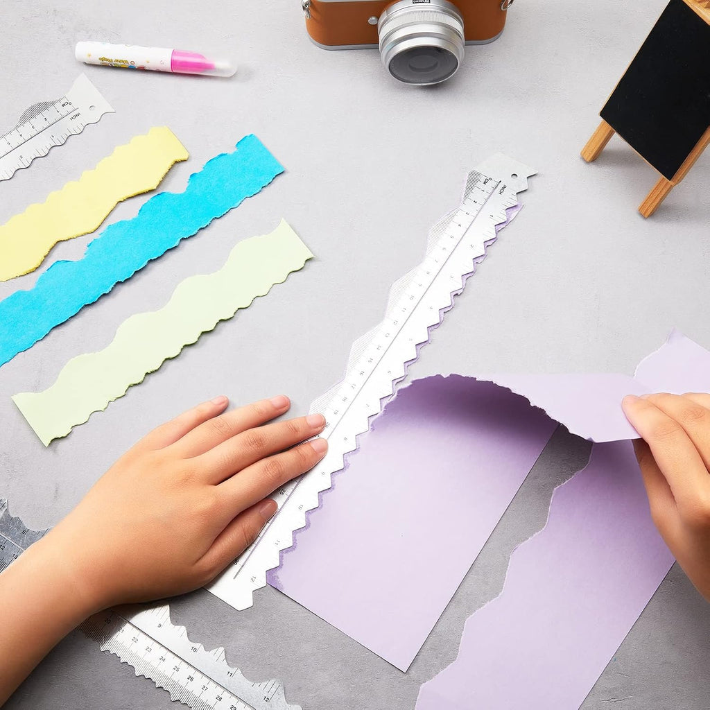 Leinuosen 5 Pcs Paper Tearing Ruler for Crafting, Aluminium Alloy