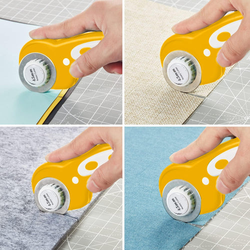 Rotary Cutter Set Green - Quilting Kit incl. 45mm Fabric Cutter, 5 Replacement Blades, A2 Cutting Mat, Acrylic Quilting Ruler, Sewing Clips, Craft Knife Set, Ideal for Crafting, Sewing, Patchworking