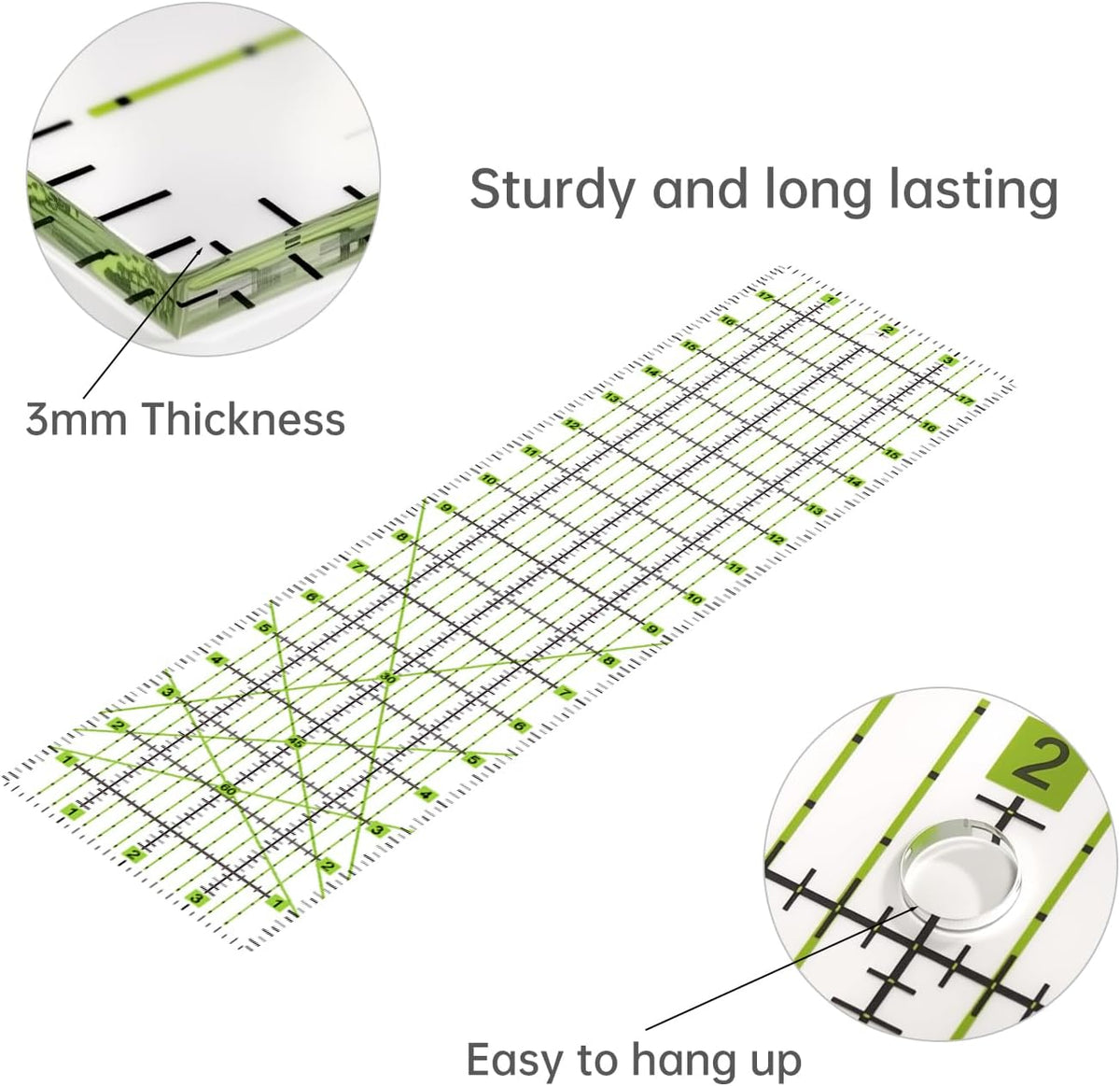 Rotary Cutter Set Green - Quilting Kit incl. 45mm Fabric Cutter, 5 Replacement Blades, A2 Cutting Mat, Acrylic Quilting Ruler, Sewing Clips, Craft Knife Set, Ideal for Crafting, Sewing, Patchworking