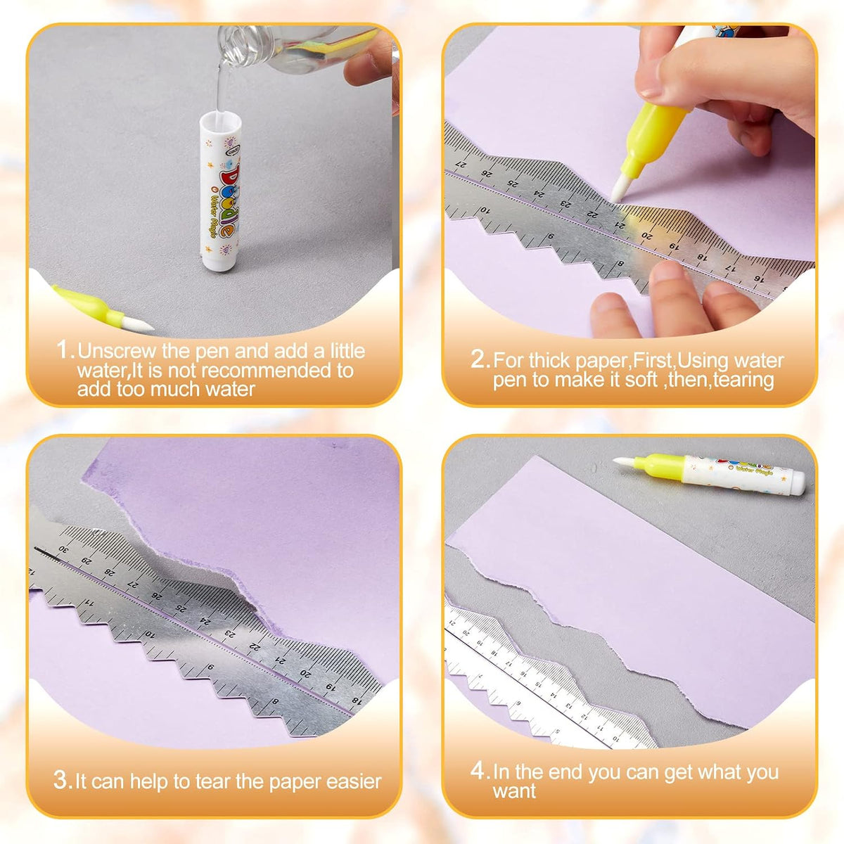 Leinuosen 5 Pcs Paper Tearing Ruler for Crafting, Aluminium Alloy