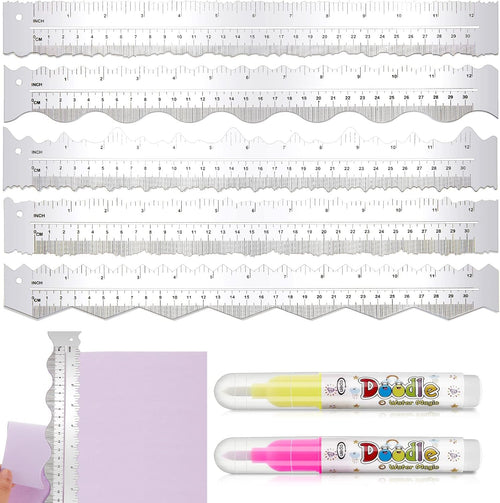Leinuosen 5 Pcs Paper Tearing Ruler for Crafting, Aluminium Alloy