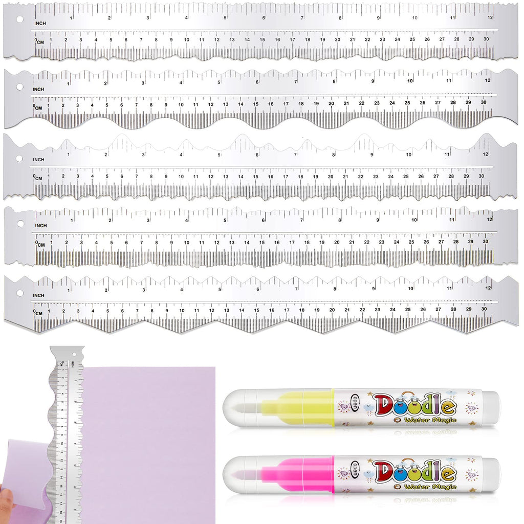 Leinuosen 5 Pcs Paper Tearing Ruler for Crafting, Aluminium Alloy