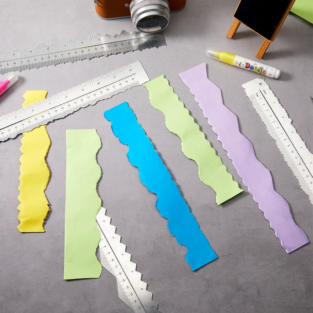 Leinuosen 5 Pcs Paper Tearing Ruler for Crafting, Aluminium Alloy